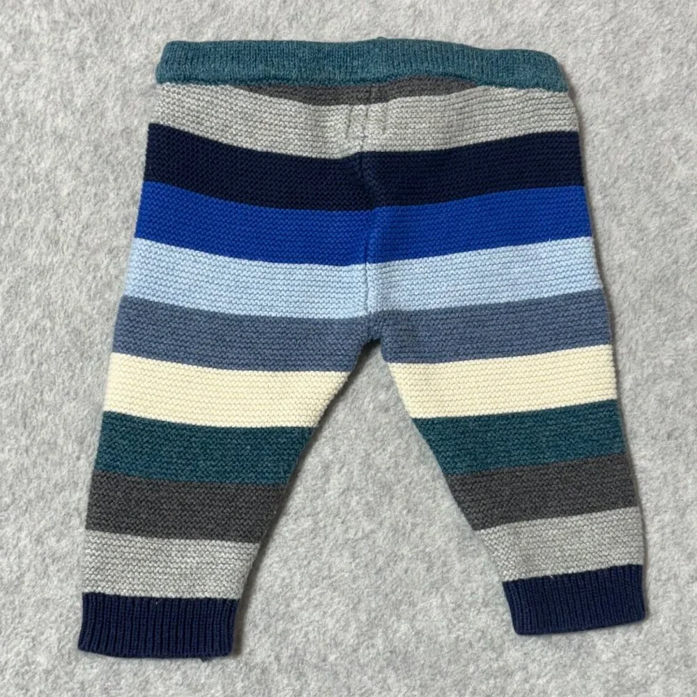 Baby Gap Striped Knit Sweater Pants Infant 0-3 Months Blue Gray Cream Cotton
